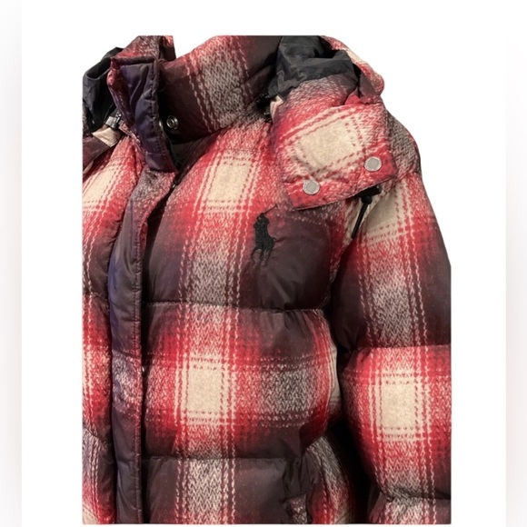Polo Ralph Lauren Women's Carly Red Plaid‎ Down Puffer winter coat Jacket size M - Picture 4 of 10